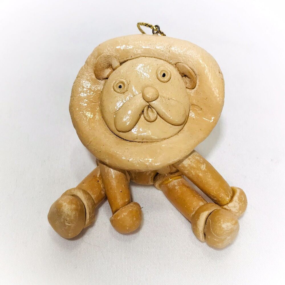Handcrafted Clay Lion Ornament Seated Toy